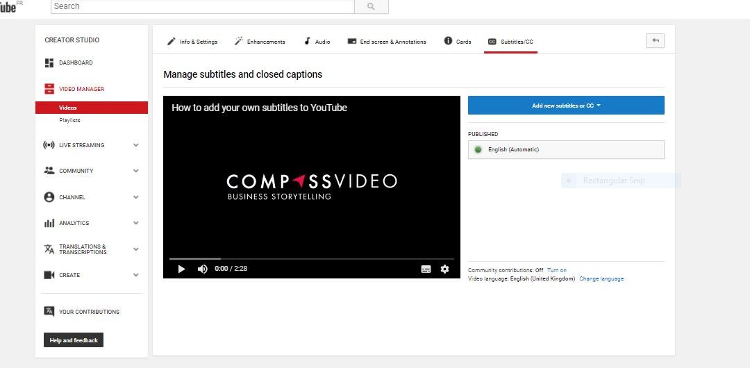 How to add your own subtitles to your YouTube Videos