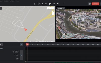 We love Google Earth Studio for flyover drone video