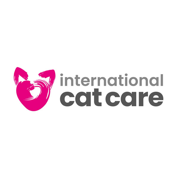 Logo For International Cat Care. Pink and Grey