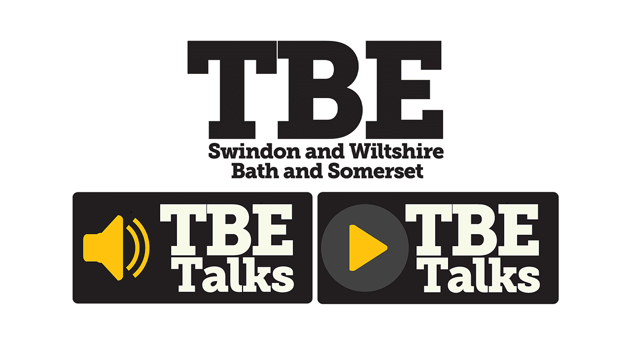 Three logos for the Business Exchange about their video podcast. The logos are black and white.