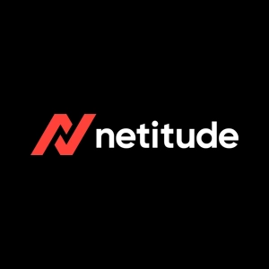 netitude loge, bold white writing with a red N